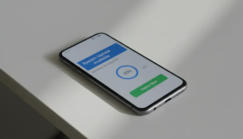 Smartphone Android mostrando notificación de actualización disponible