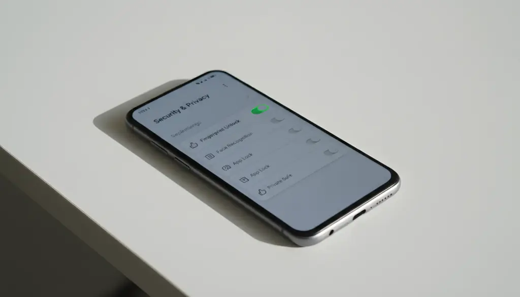 Pantalla de ajustes de seguridad en smartphone Android