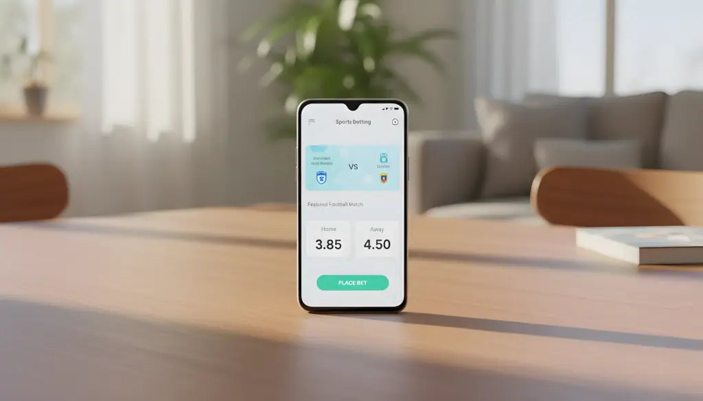 Smartphone Android mostrando interfaz sencilla de aplicación de apuestas deportivas