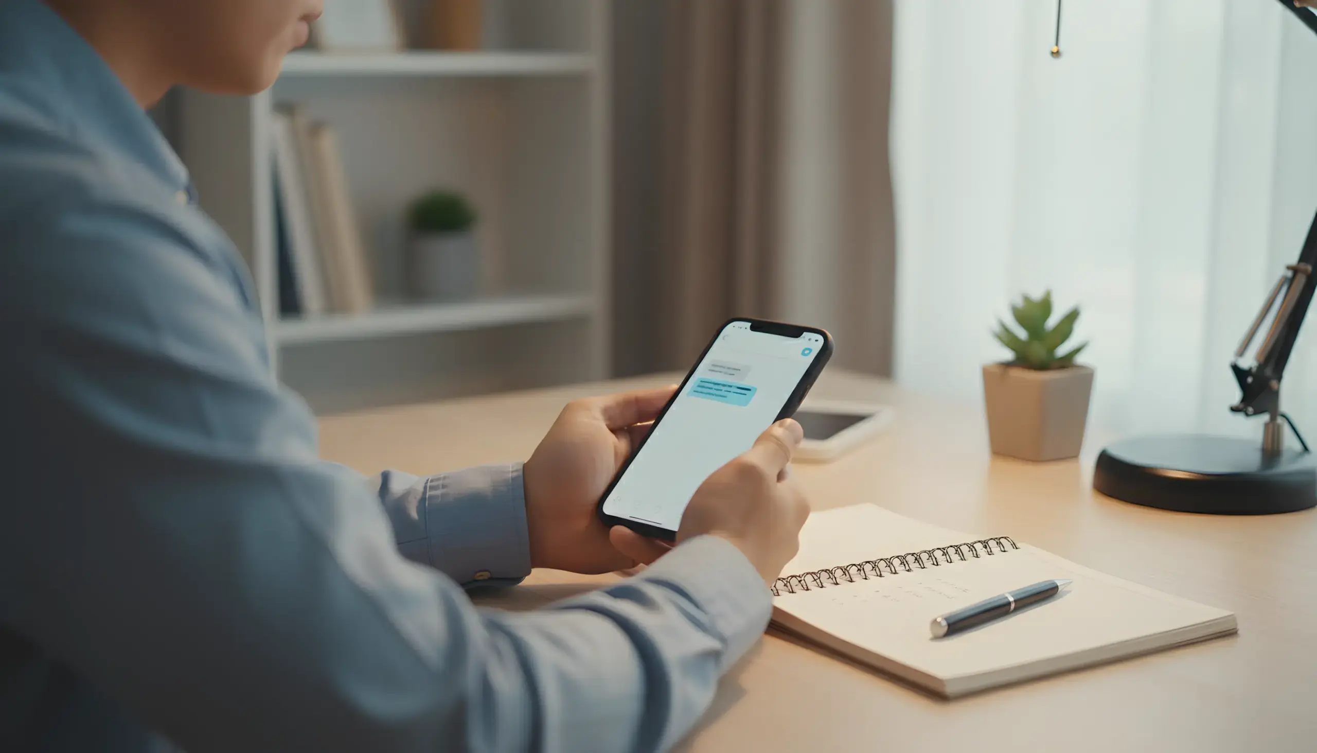 Persona usando su smartphone para contactar con el servicio de atención al cliente de una casa de apuestas