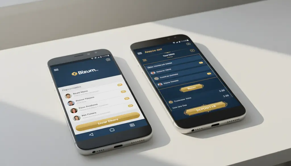 Smartphone Android mostrando aplicación Bizum junto a app de apuestas deportivas
