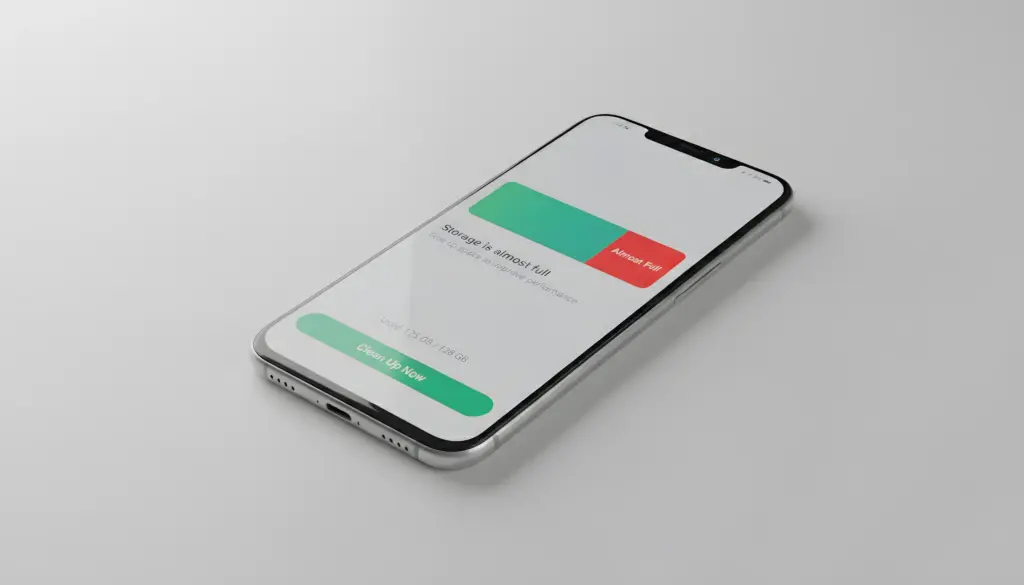 Smartphone Android mostrando indicador de almacenamiento casi lleno