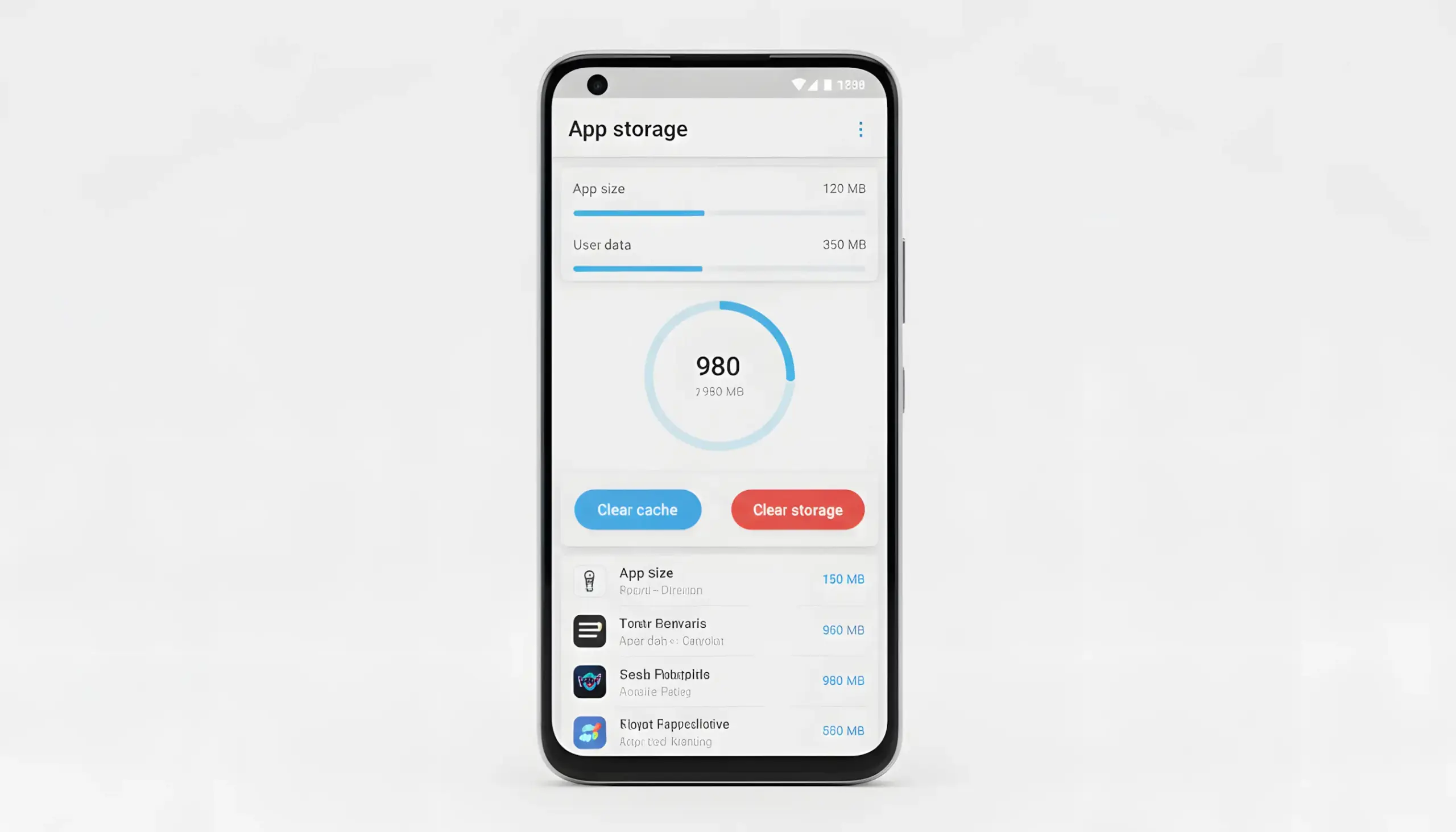 Pantalla de ajustes de Android mostrando opciones de almacenamiento y caché de una aplicación