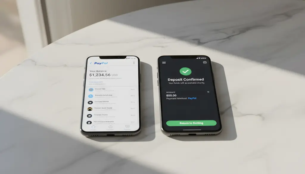 Smartphone Android mostrando aplicación PayPal junto a app de apuestas deportivas