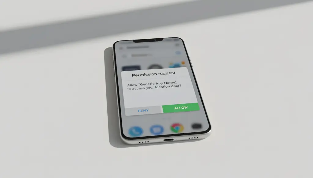 Smartphone Android mostrando ventana de solicitud de permisos