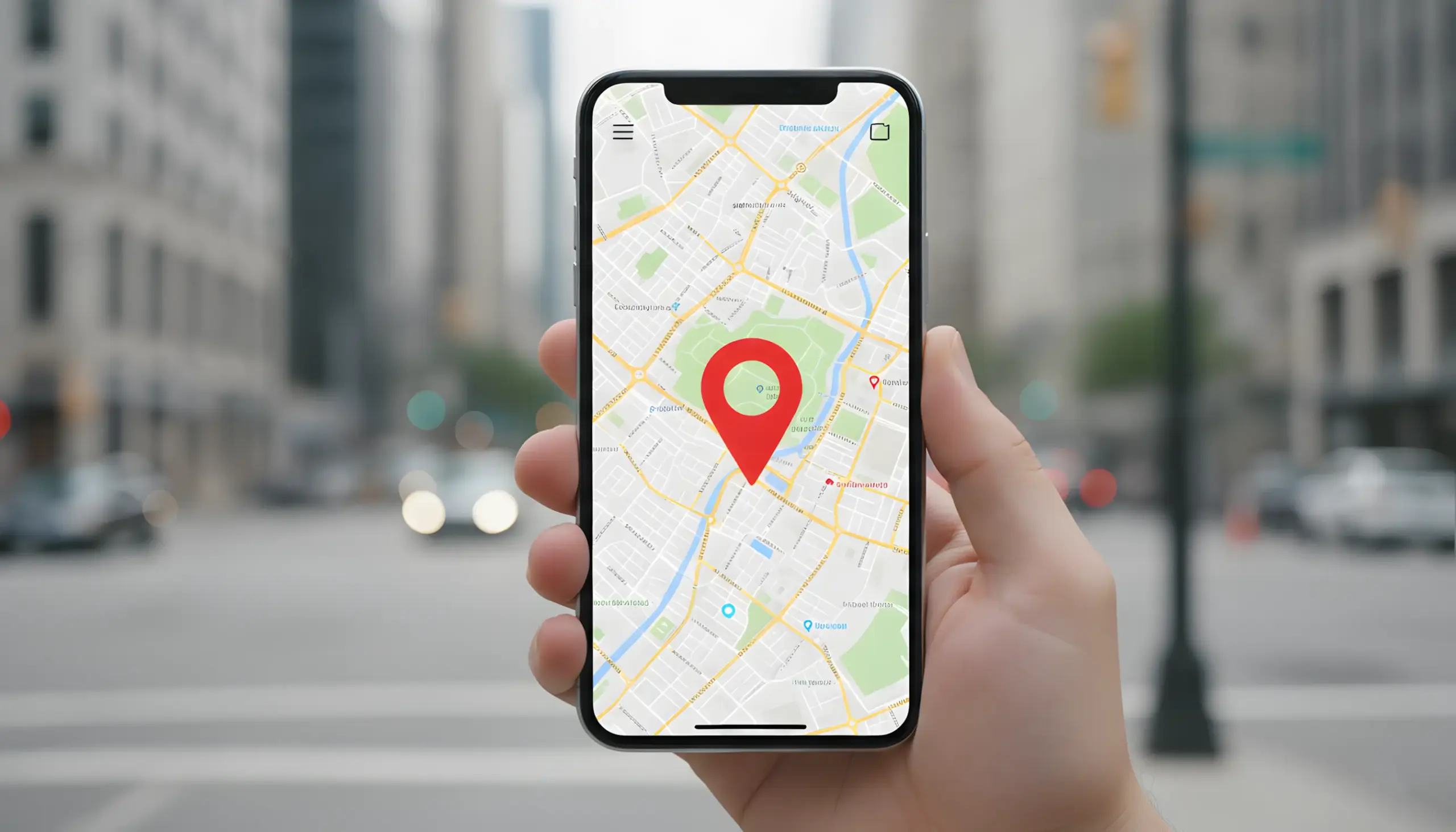 Mapa con marcador de ubicación en pantalla de smartphone