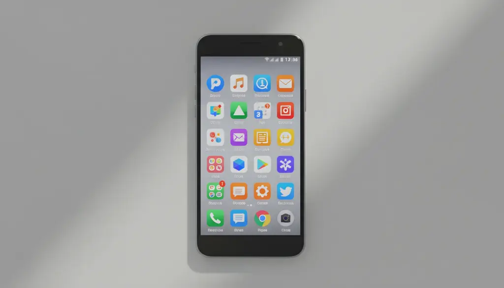 Smartphone Android mostrando iconos de aplicaciones en pantalla de inicio