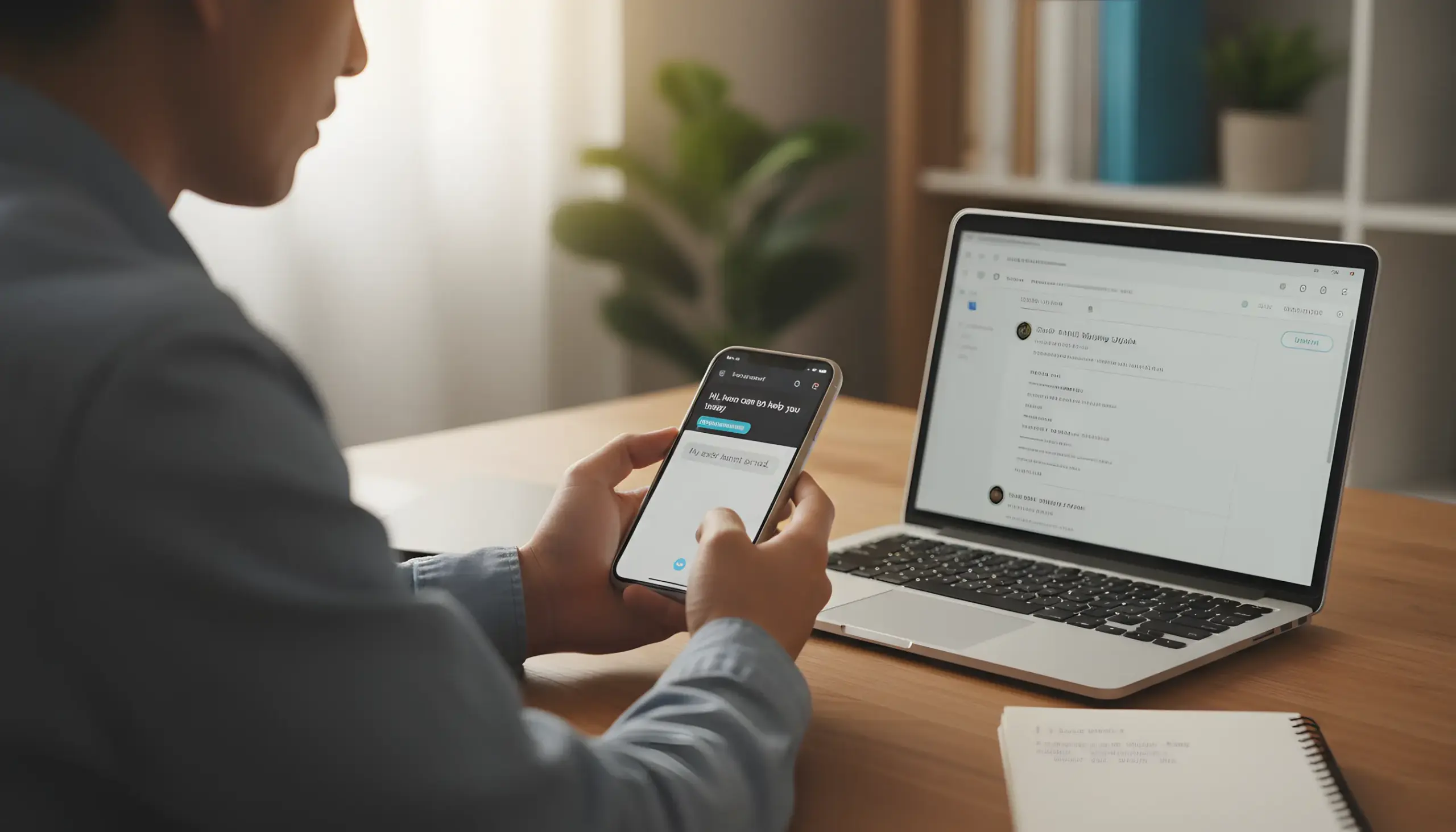 Persona contactando soporte técnico desde su smartphone