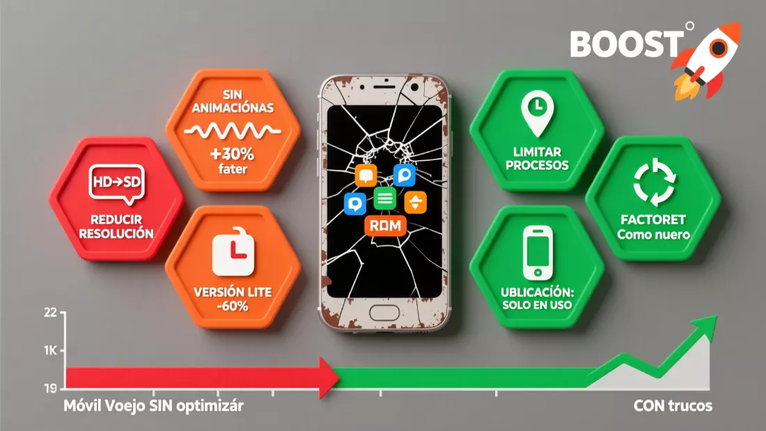 Trucos avanzados para optimizar dispositivos Android antiguos: reducir resolución, desactivar animaciones
