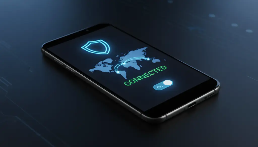 Smartphone Android con icono de conexión VPN en pantalla