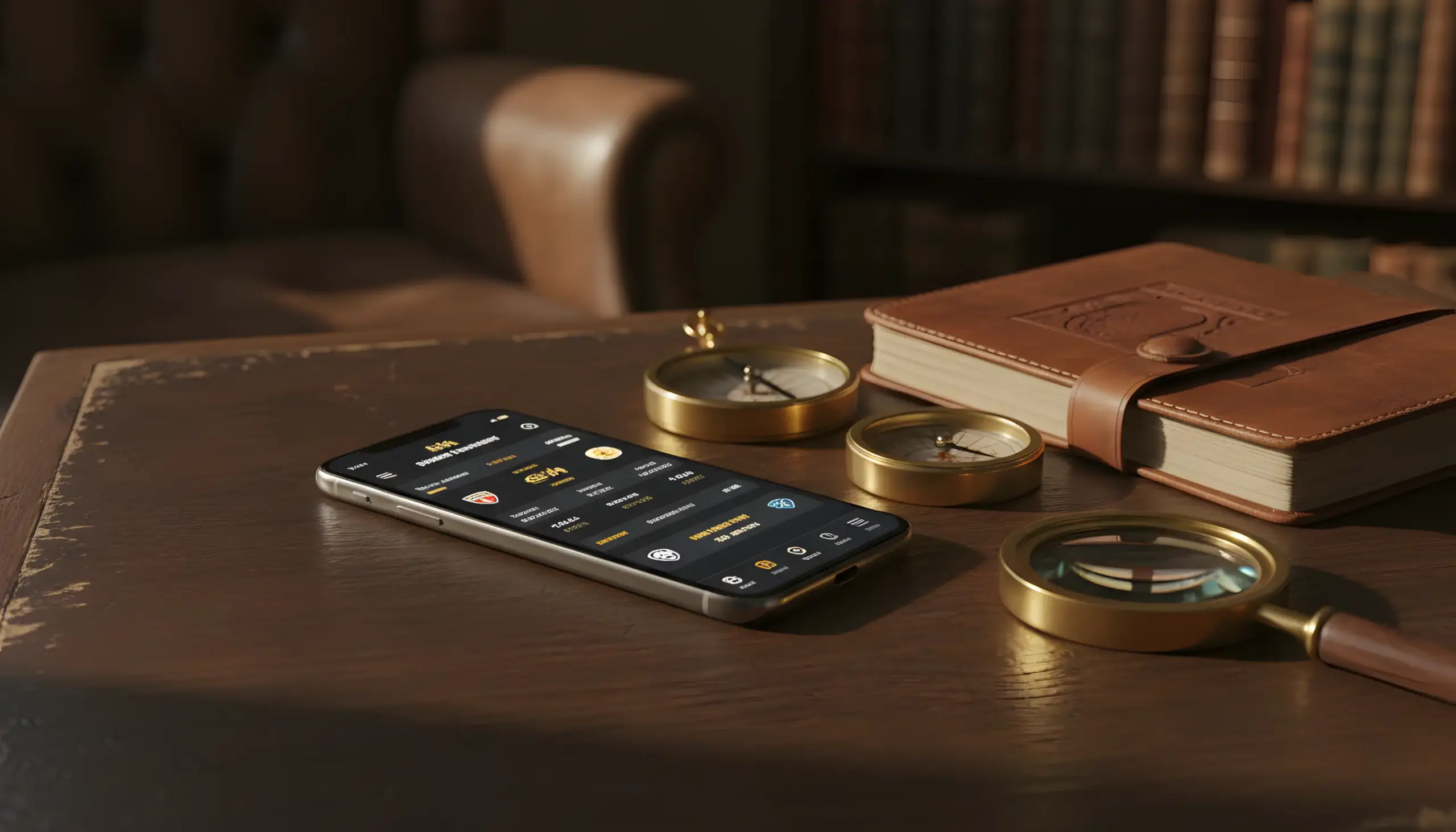 Smartphone mostrando aplicación de apuestas sobre fondo que sugiere tradición y confianza
